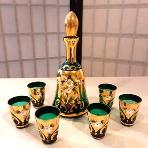 Vintage Murano Glass Decanter with set of 6 glasses